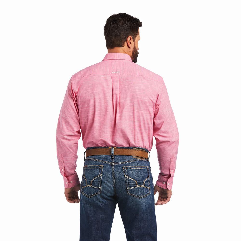 Camicie Ariat Solid Slub Classiche Fit Uomo Rosa Chiaro | IT254YTUF