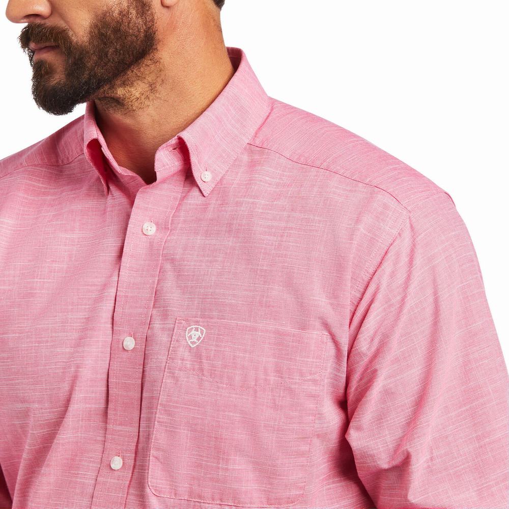 Camicie Ariat Solid Slub Classiche Fit Uomo Rosa Chiaro | IT254YTUF