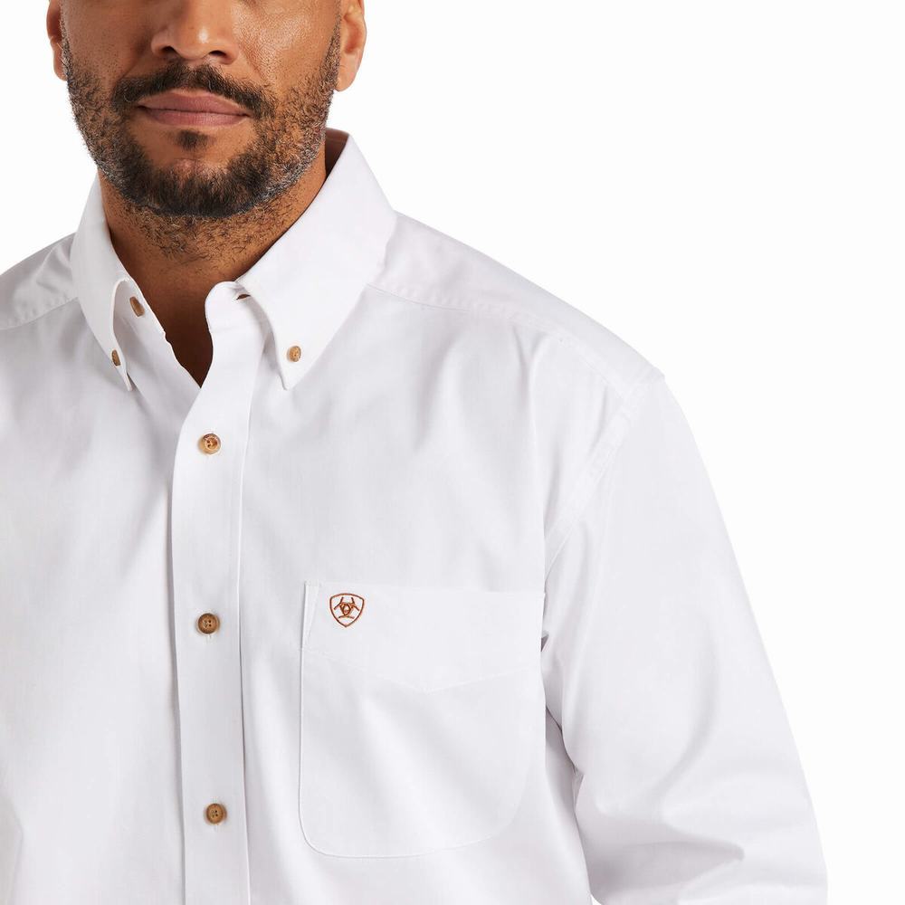 Camicie Ariat Solid Twill Classiche Fit Uomo Bianche | IT657HFRS