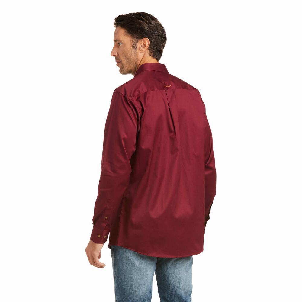 Camicie Ariat Solid Twill Fitted Uomo Bordeaux | IT459MZKS