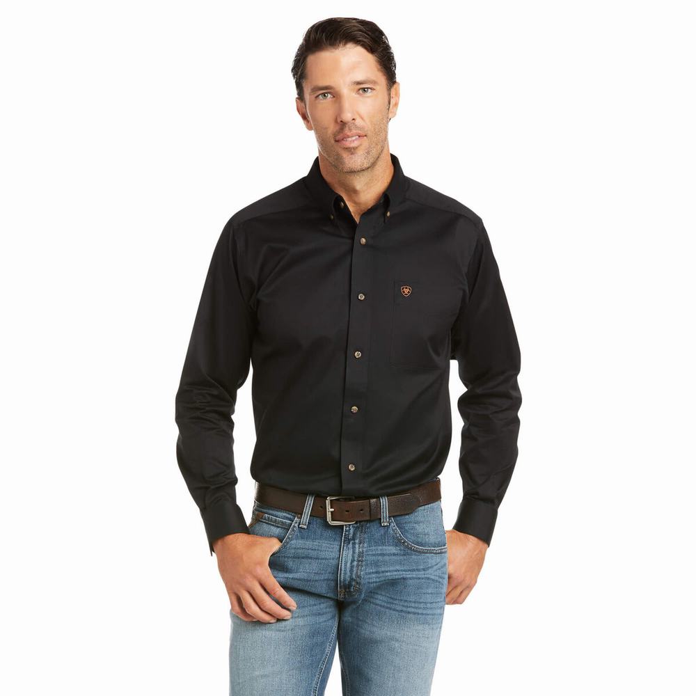 Camicie Ariat Solid Twill Fitted Uomo Nere | IT819JNTI