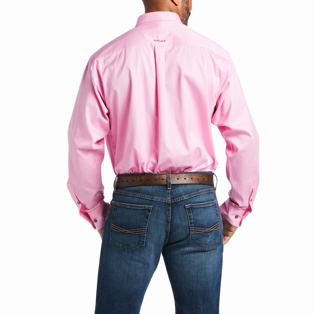 Camicie Ariat Solid Twill Uomo Rosa | IT327GONW