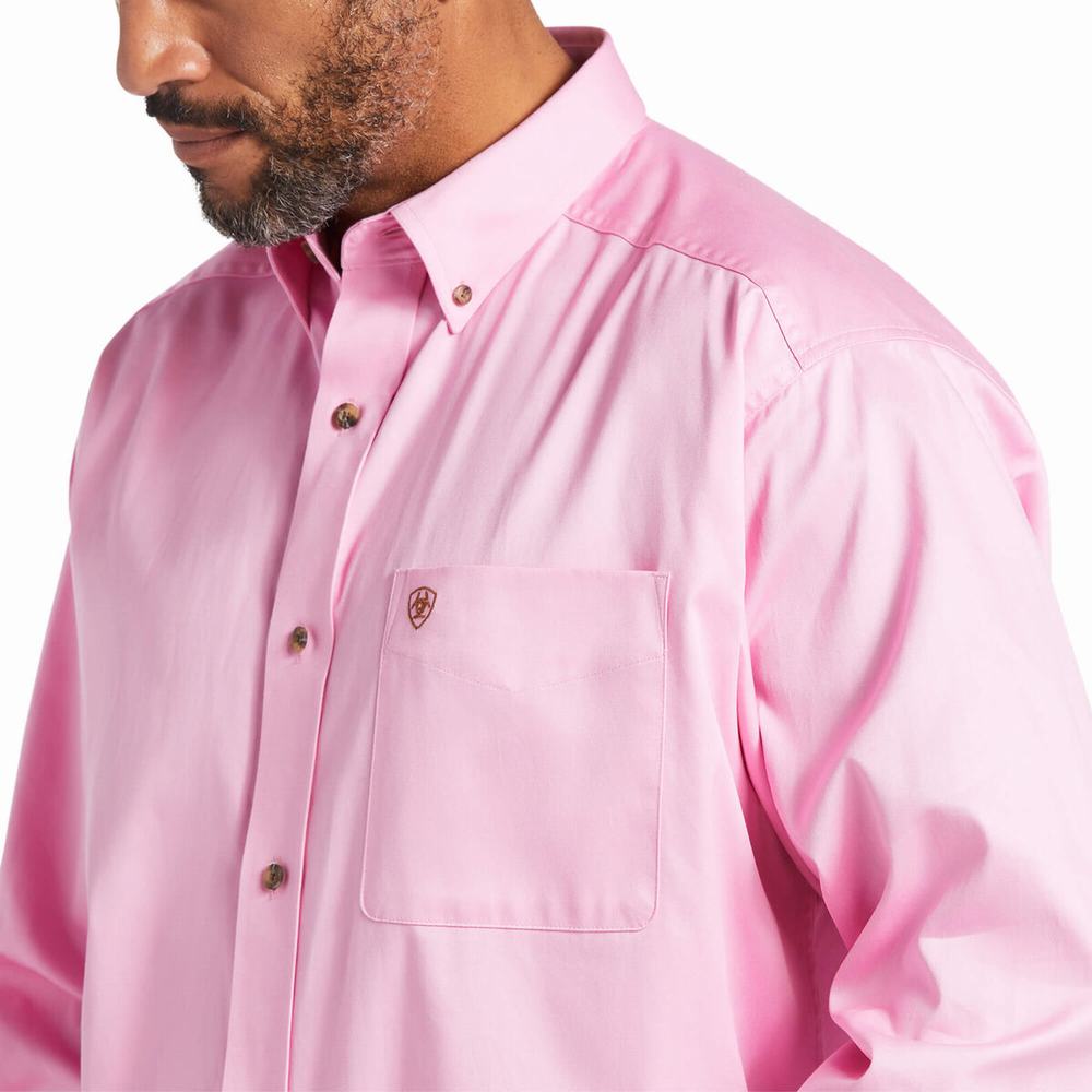 Camicie Ariat Solid Twill Uomo Rosa | IT327GONW