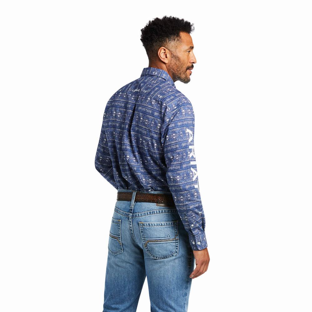 Camicie Ariat Team Justin Classiche Fit Uomo Blu | IT927ADNQ