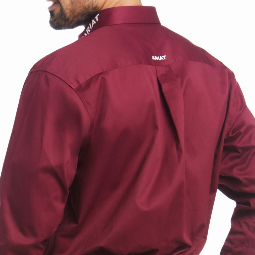 Camicie Ariat Team Logo Twill Classiche Fit Uomo Bordeaux | IT140OWDN