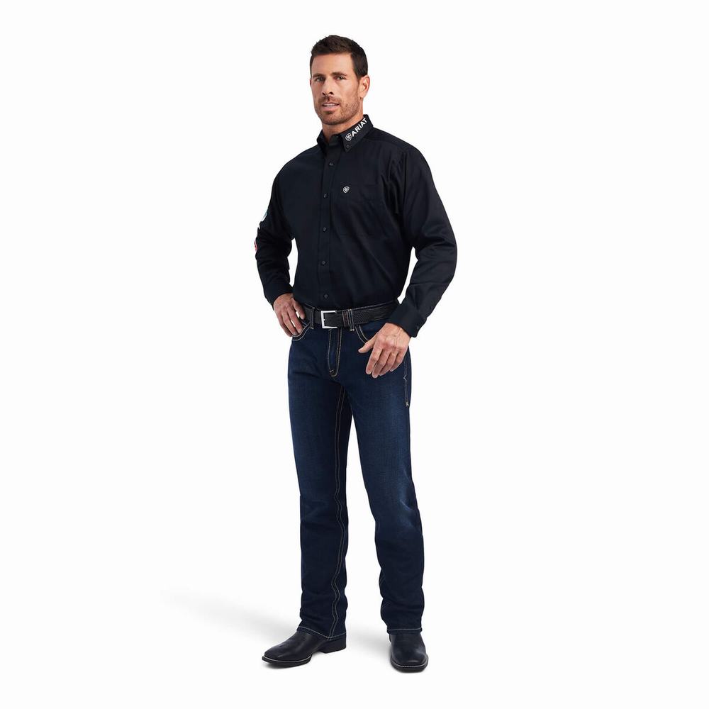 Camicie Ariat Team Logo Twill Classiche Fit Uomo Nere | IT148NCUV