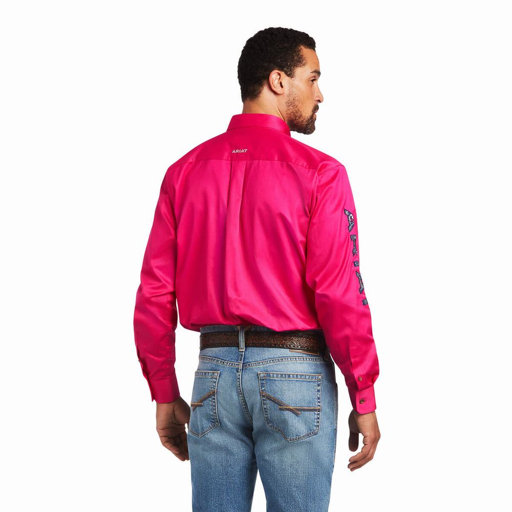 Camicie Ariat Team Logo Twill Classiche Fit Uomo Rosa | IT964NRBG