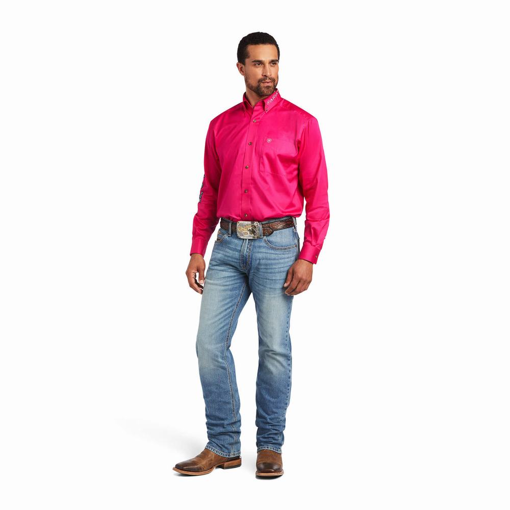 Camicie Ariat Team Logo Twill Classiche Fit Uomo Rosa | IT964NRBG