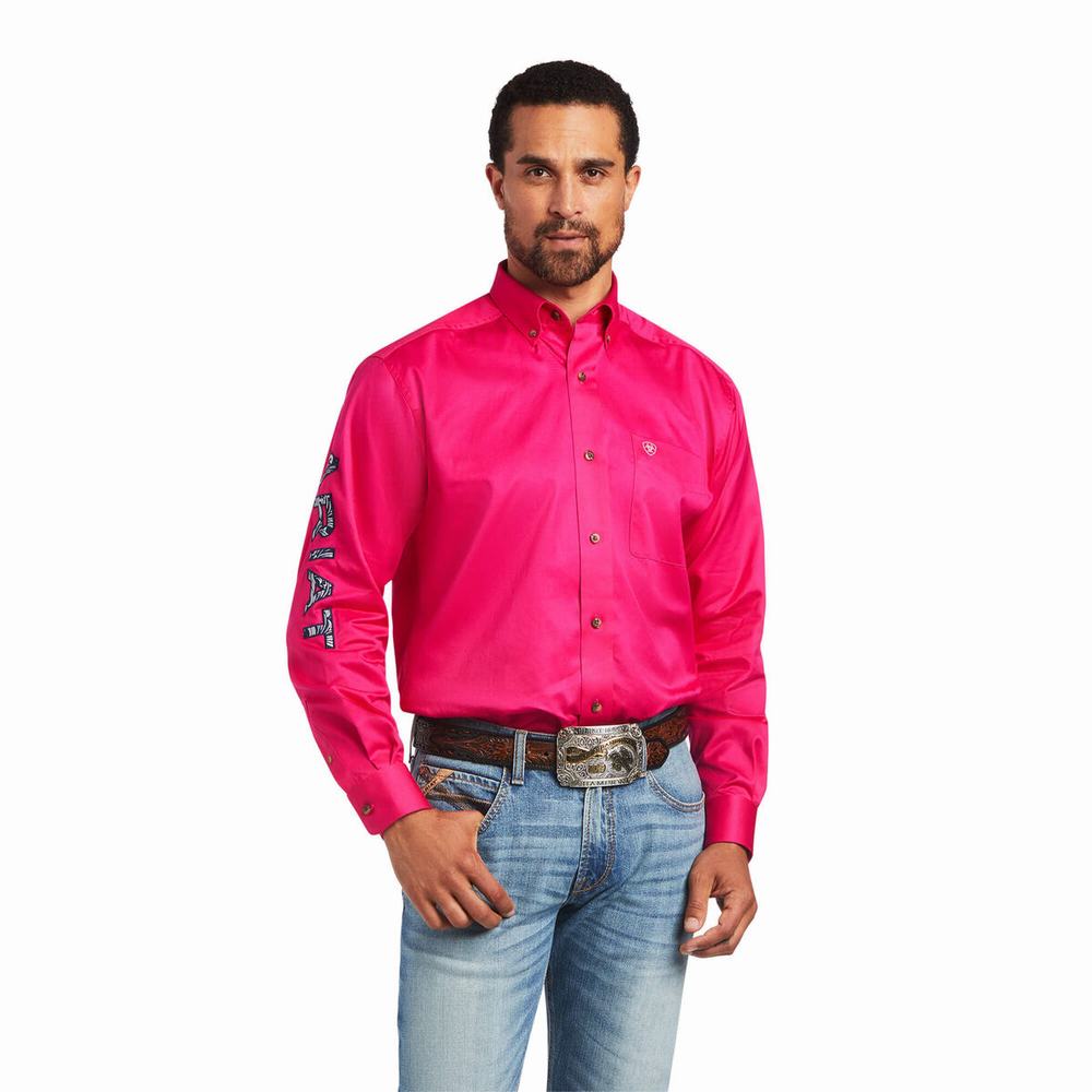 Camicie Ariat Team Logo Twill Classiche Fit Uomo Rosa | IT964NRBG