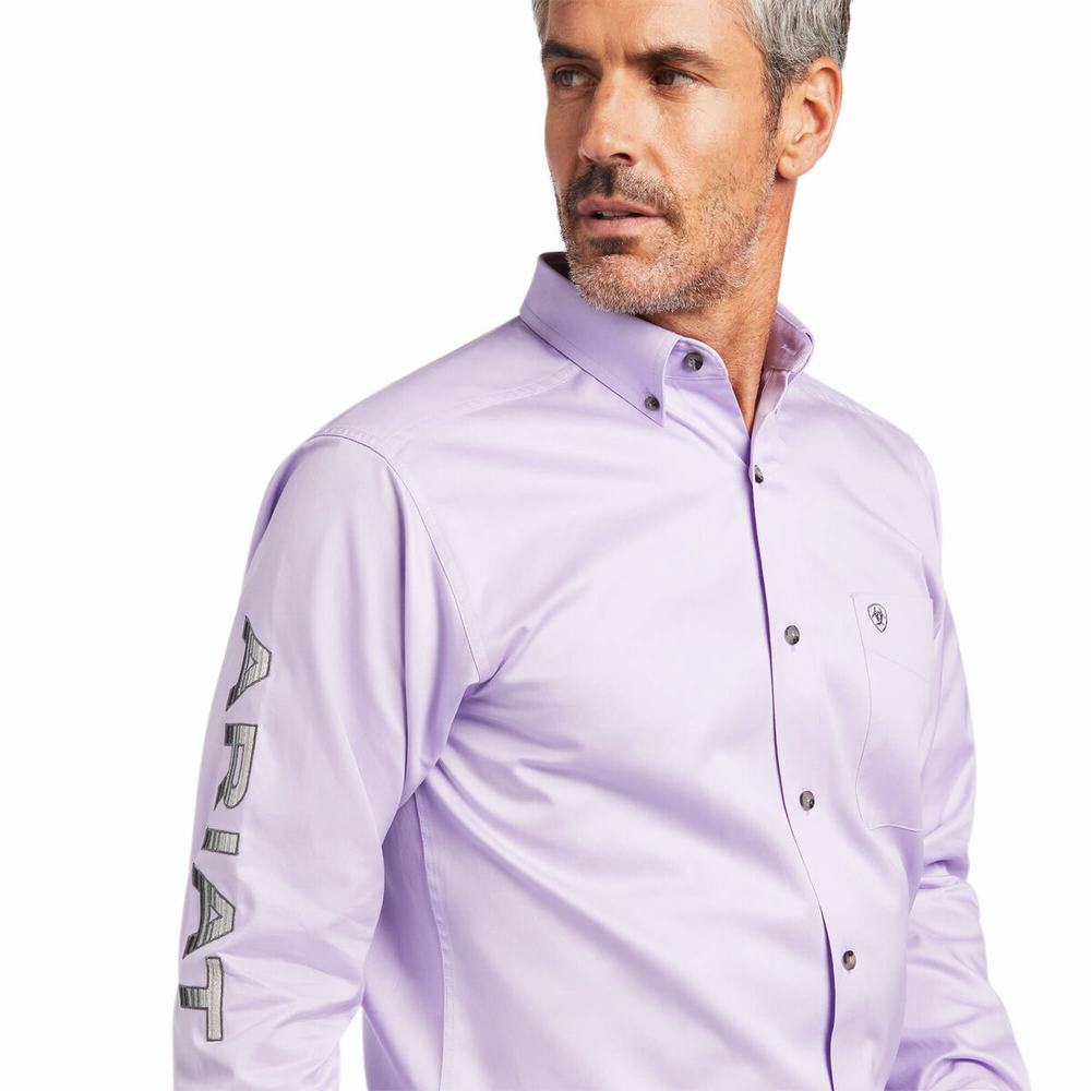 Camicie Ariat Team Logo Twill Fitted Uomo Viola Grigie | IT918PURI