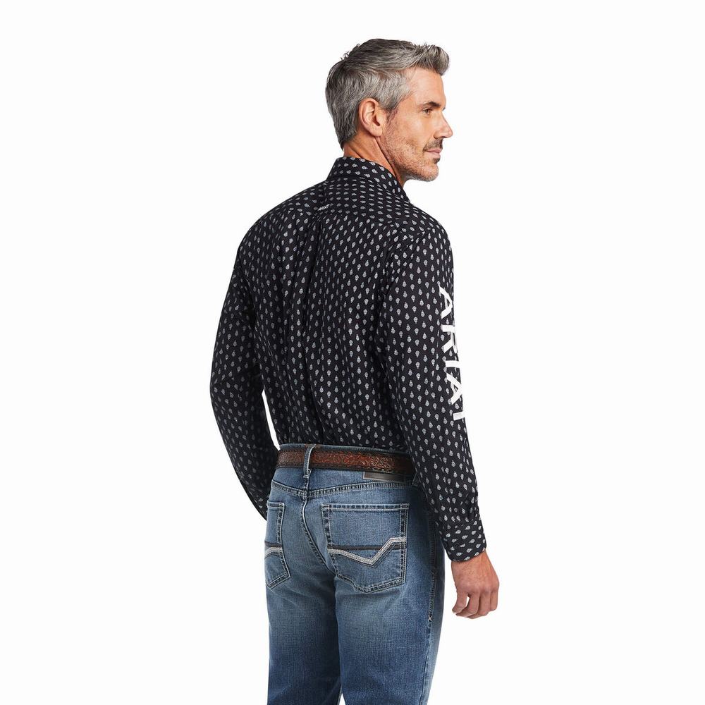 Camicie Ariat Team Raine Classiche Fit Uomo Nere | IT235VAQZ