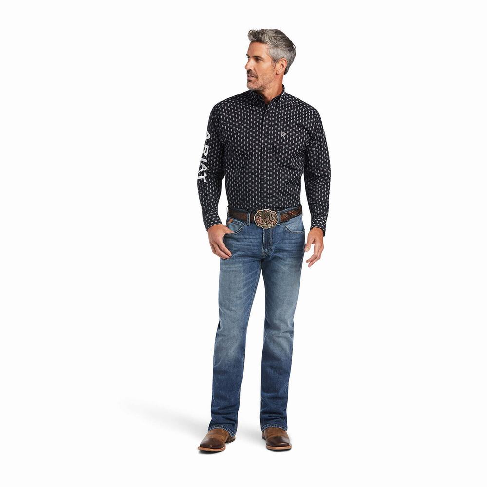 Camicie Ariat Team Raine Classiche Fit Uomo Nere | IT235VAQZ