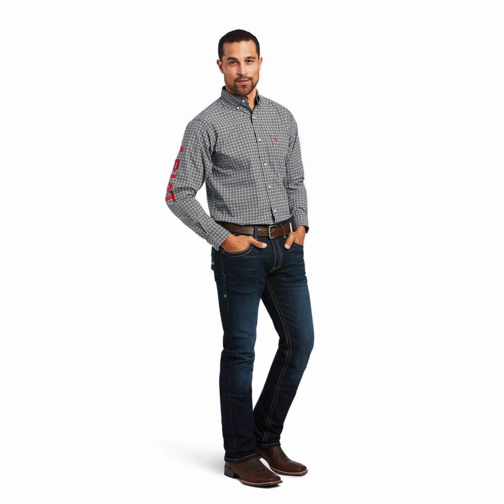 Camicie Ariat Team Russ Fitted Uomo Nere | IT137IBHJ