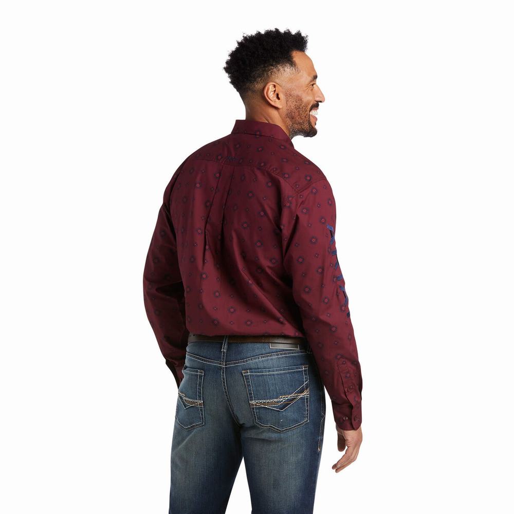 Camicie Ariat Team Wade Fitted Uomo Bordeaux | IT742OHRP