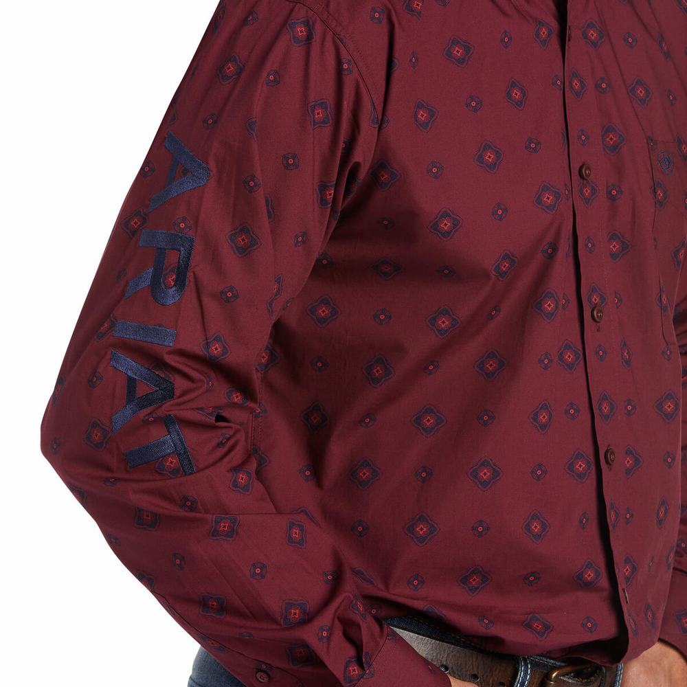 Camicie Ariat Team Wade Fitted Uomo Bordeaux | IT742OHRP