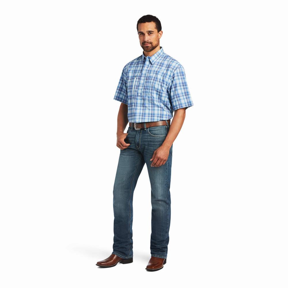 Camicie Ariat VentTEK Classiche Fit Uomo Blu | IT145HVPZ