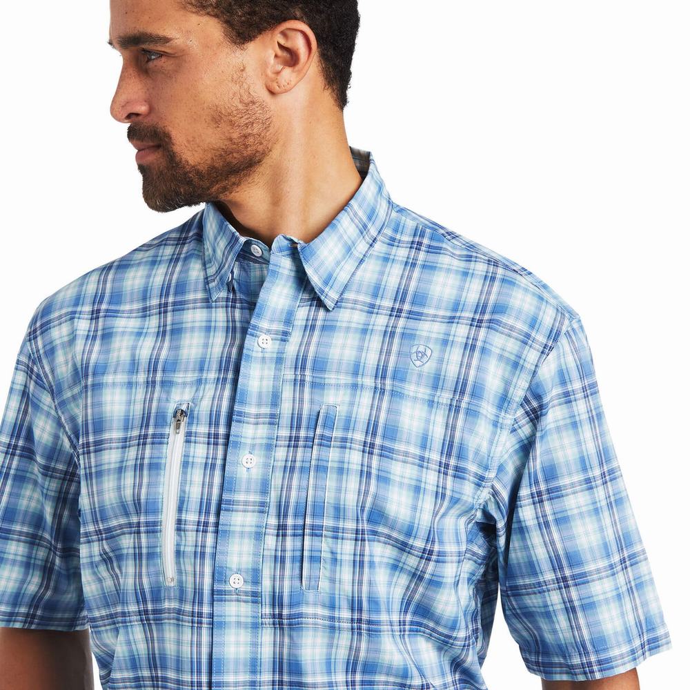 Camicie Ariat VentTEK Classiche Fit Uomo Blu | IT145HVPZ