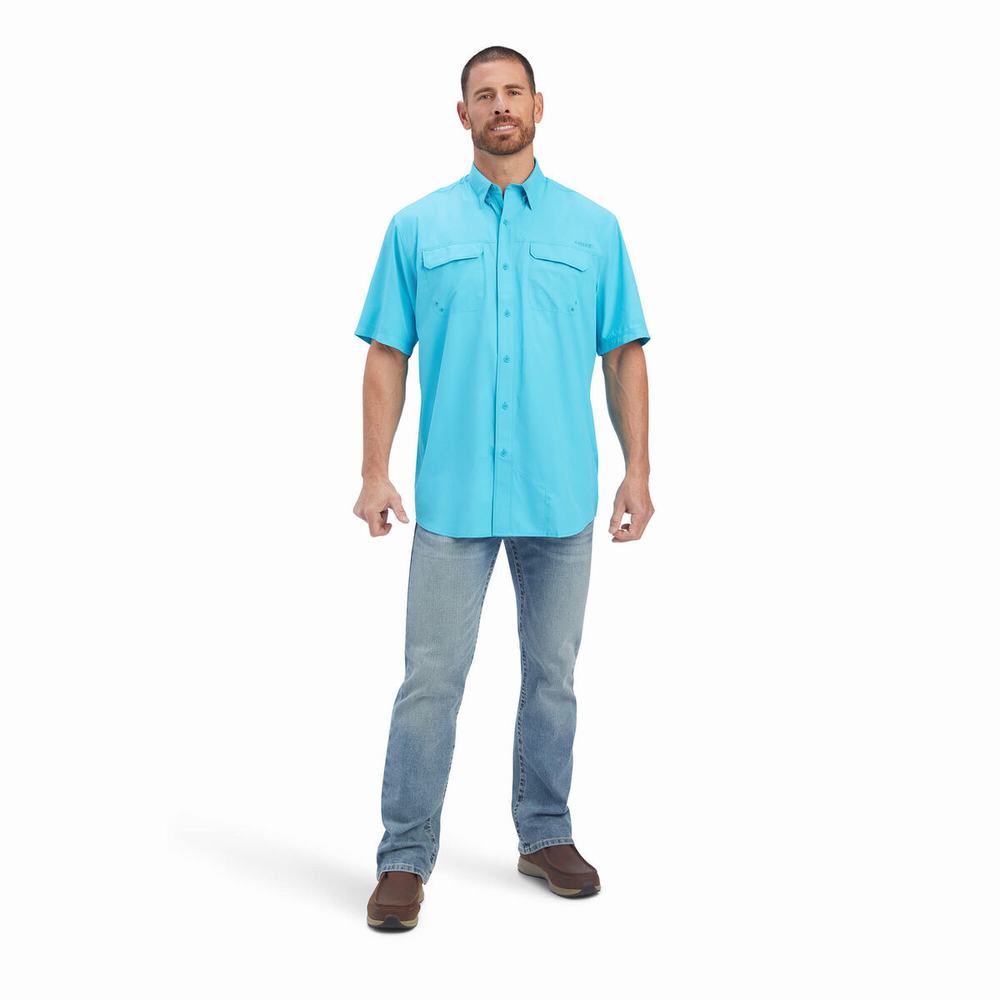 Camicie Ariat VentTEK Outbound Classiche Fit Uomo Blu | IT410DKQX