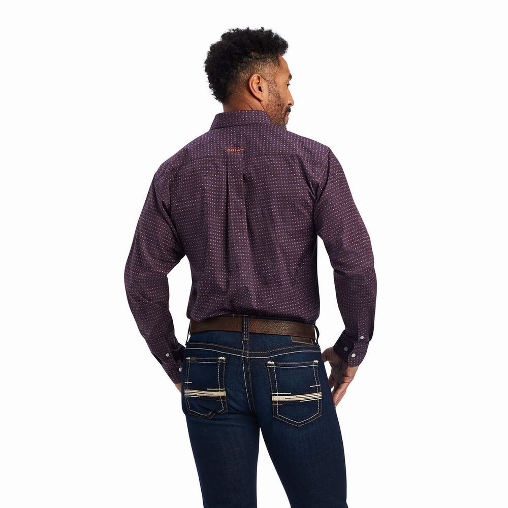 Camicie Ariat Wrinkle Free Dylen Fitted Uomo Bordeaux | IT649YIET