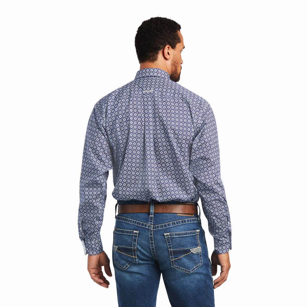 Camicie Ariat Wrinkle Free Ernest Classiche Fit Uomo Blu Marino Blu | IT314UKVY