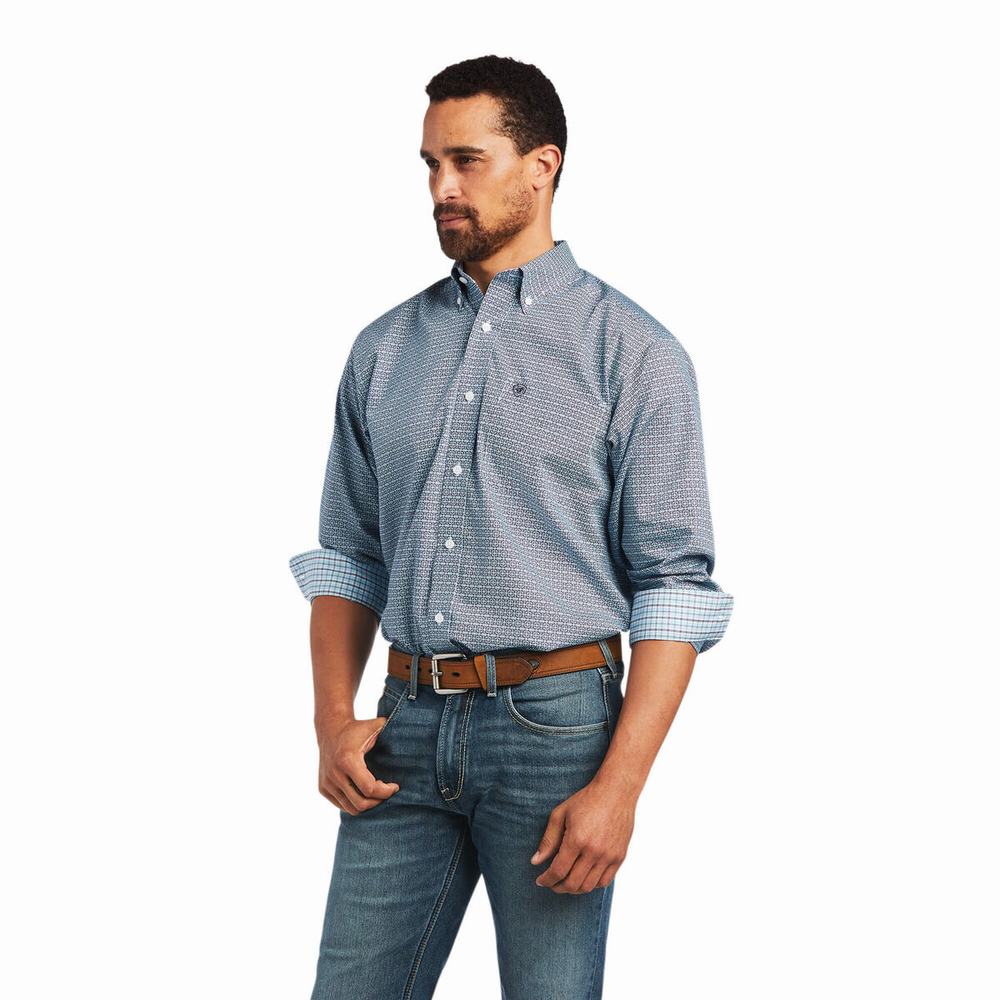 Camicie Ariat Wrinkle Free Yoel Classiche Fit Uomo Grigie | IT076PJND