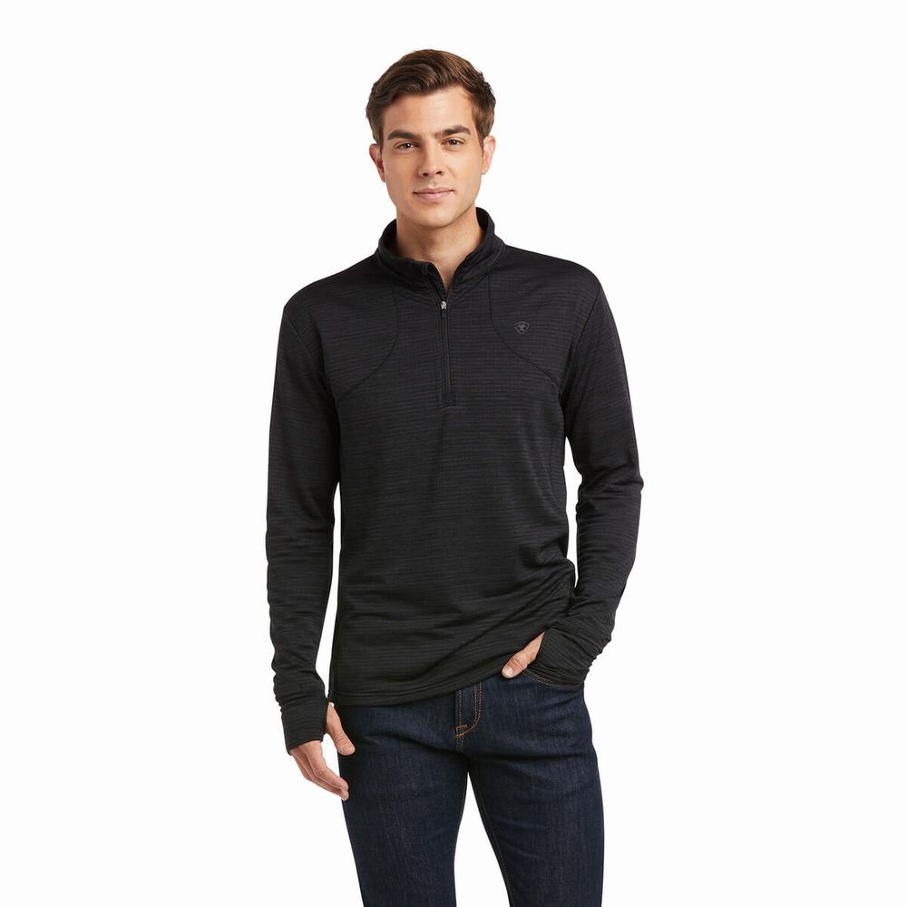 English Riding Ariat Gridwork 1/4 Zip Uomo Nere | IT967ZKEN