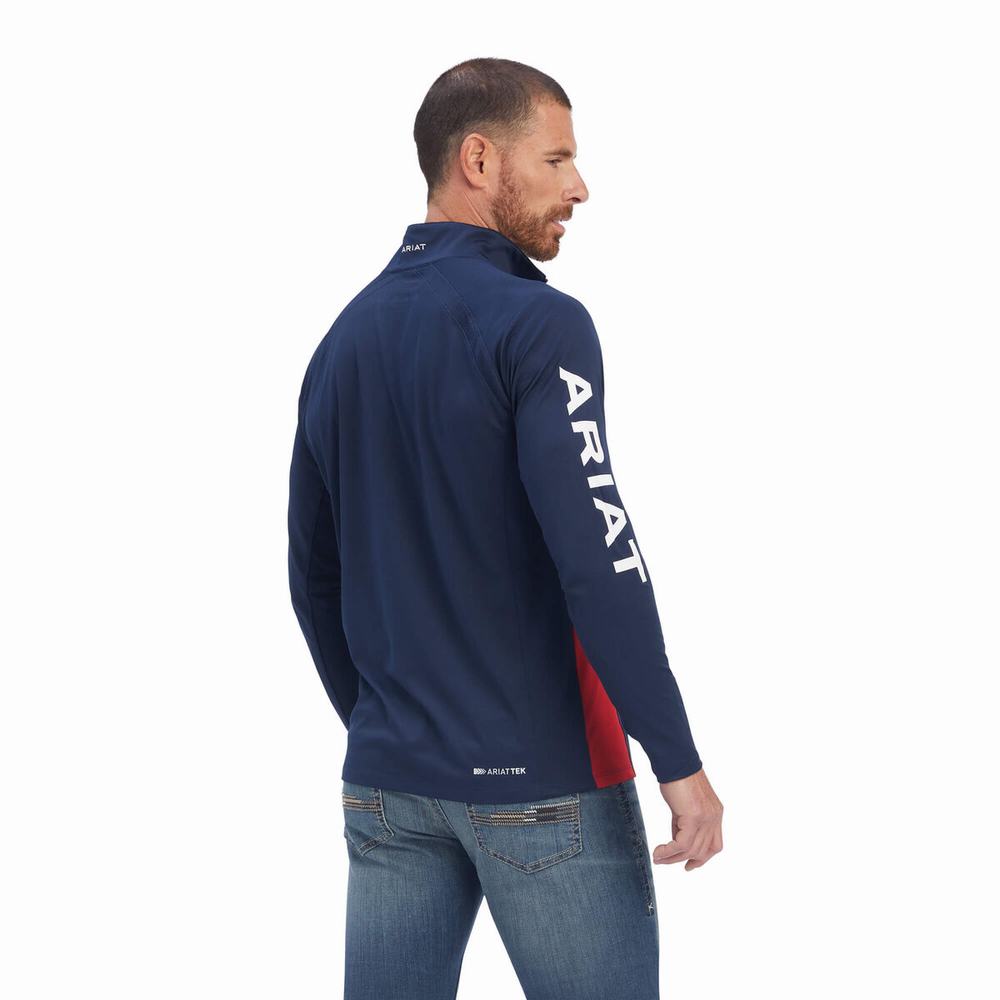 English Riding Ariat Sunstopper Team 1/4 Zip Uomo Blu Marino | IT452ITQN