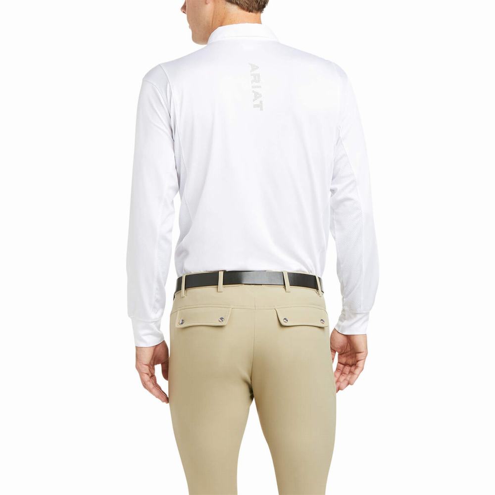 English Riding Ariat TEK Long Sleeve Show Uomo Bianche | IT206EVYC