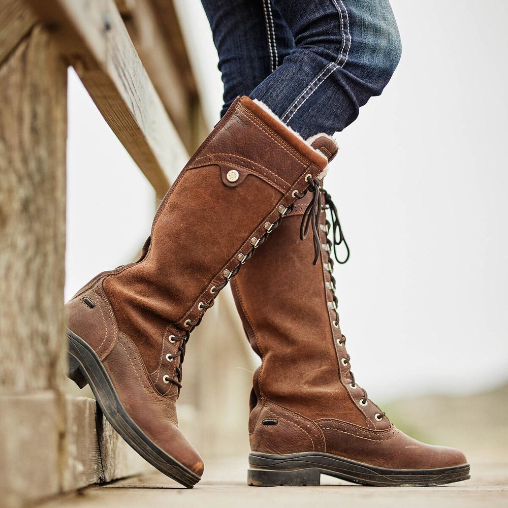 English Riding Boots Ariat Wythburn Alti Impermeabili Donna Marroni Scuro | IT398HLFS