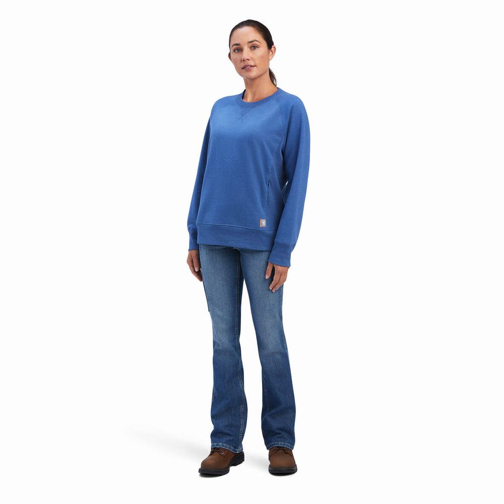 Felpe Ariat Rebar Workman Washed Fleece Donna Blu Marino | IT635FLPO