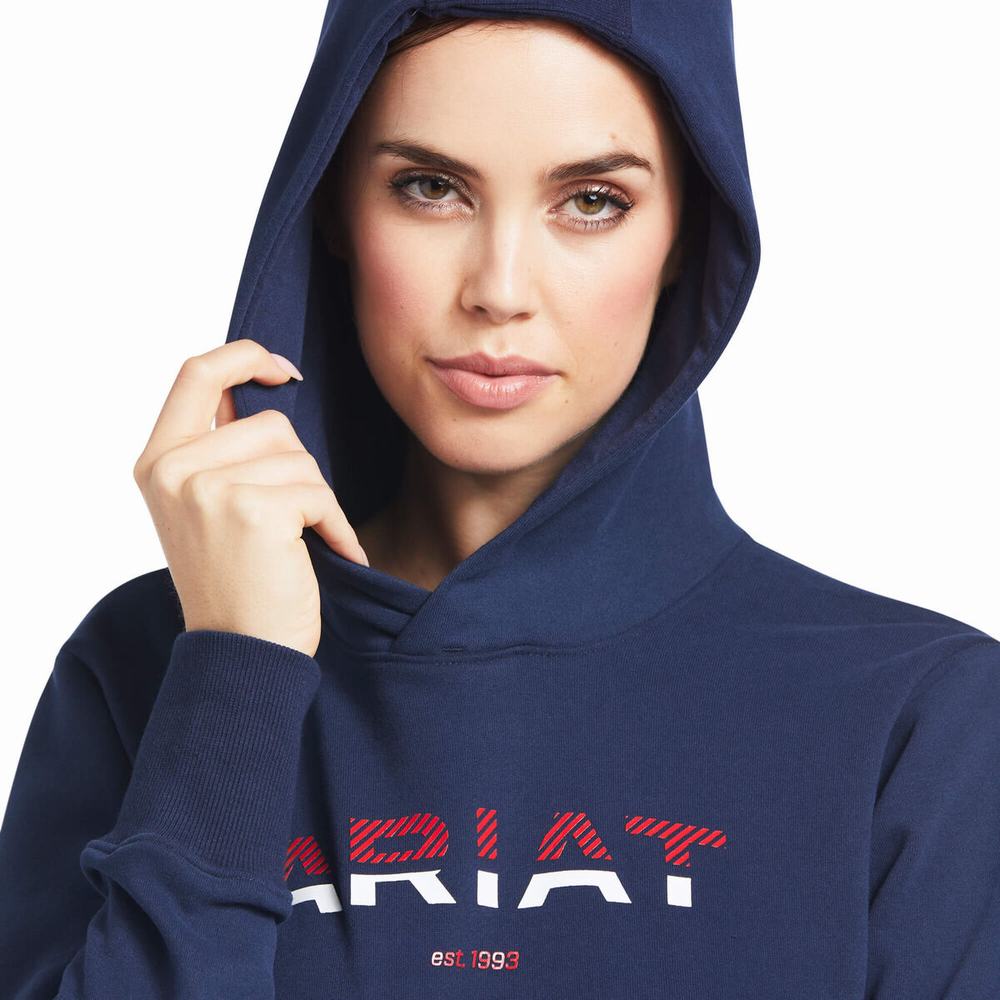 Hoodies Ariat 3D Logo 2.0 Donna Blu Marino | IT385FWRI