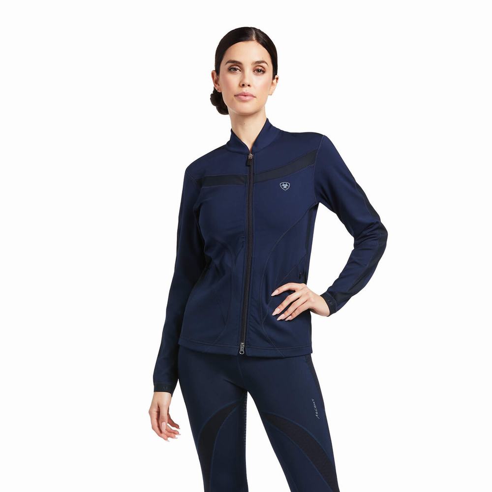 Hoodies Ariat Ascent Full Zip Donna Blu Marino | IT760WDBX