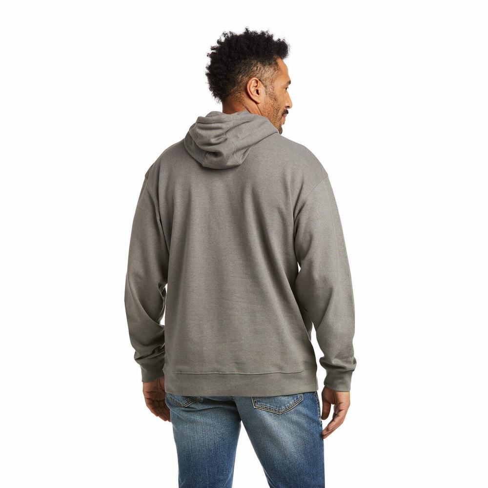 Hoodies Ariat Basic Uomo Grigie Rosse | IT416GPZE