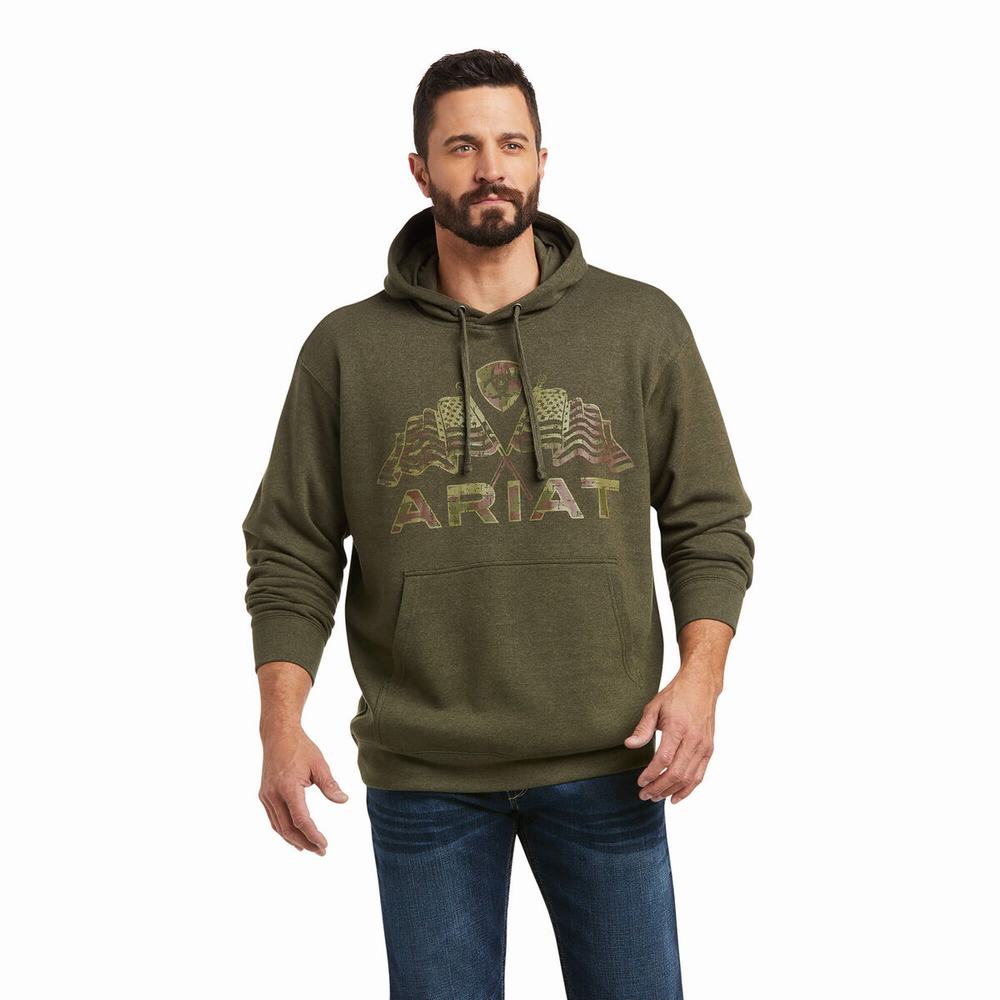 Hoodies Ariat Basic Uomo Verde Oliva | IT162YJCS