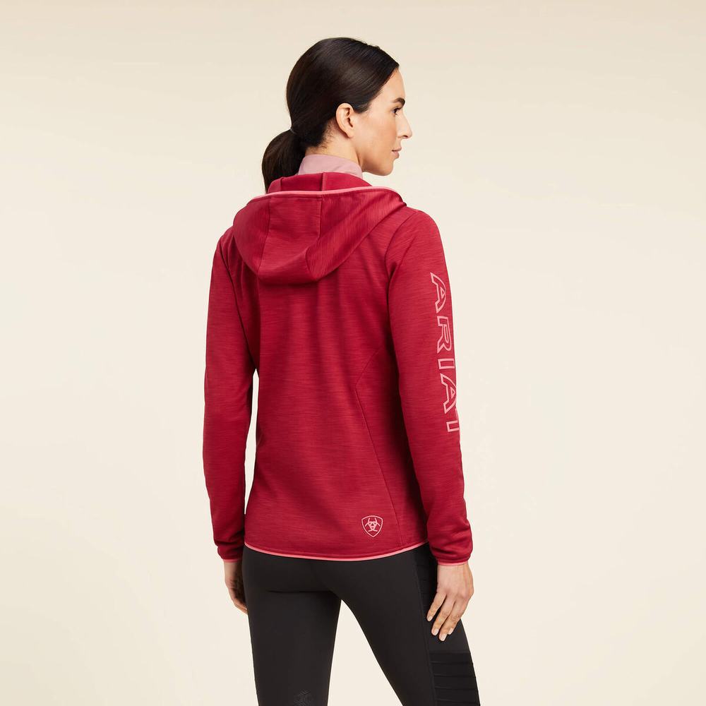 Hoodies Ariat Byron Full Zip Donna Rosse | IT163DZOY