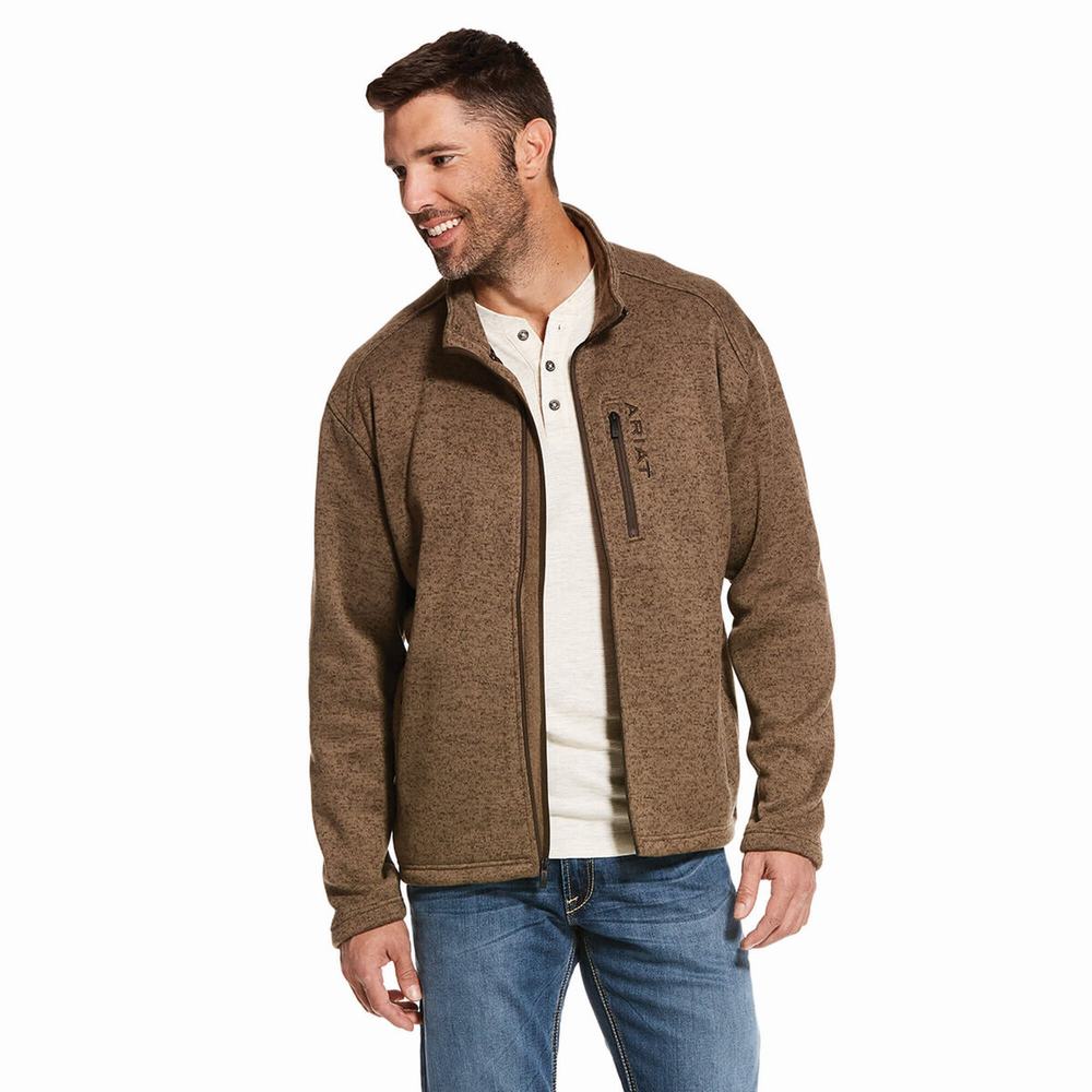 Hoodies Ariat Caldwell Full Zip Uomo Khaki | IT791RLZP