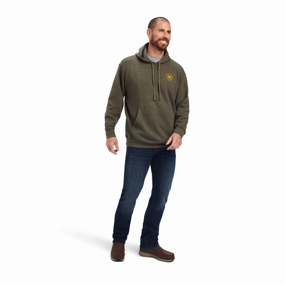 Hoodies Ariat Devotion Eagle Uomo Verde Oliva | IT672TAZW