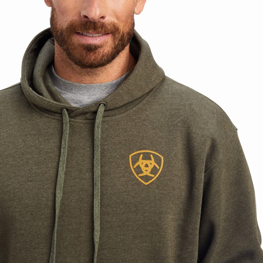 Hoodies Ariat Devotion Eagle Uomo Verde Oliva | IT672TAZW