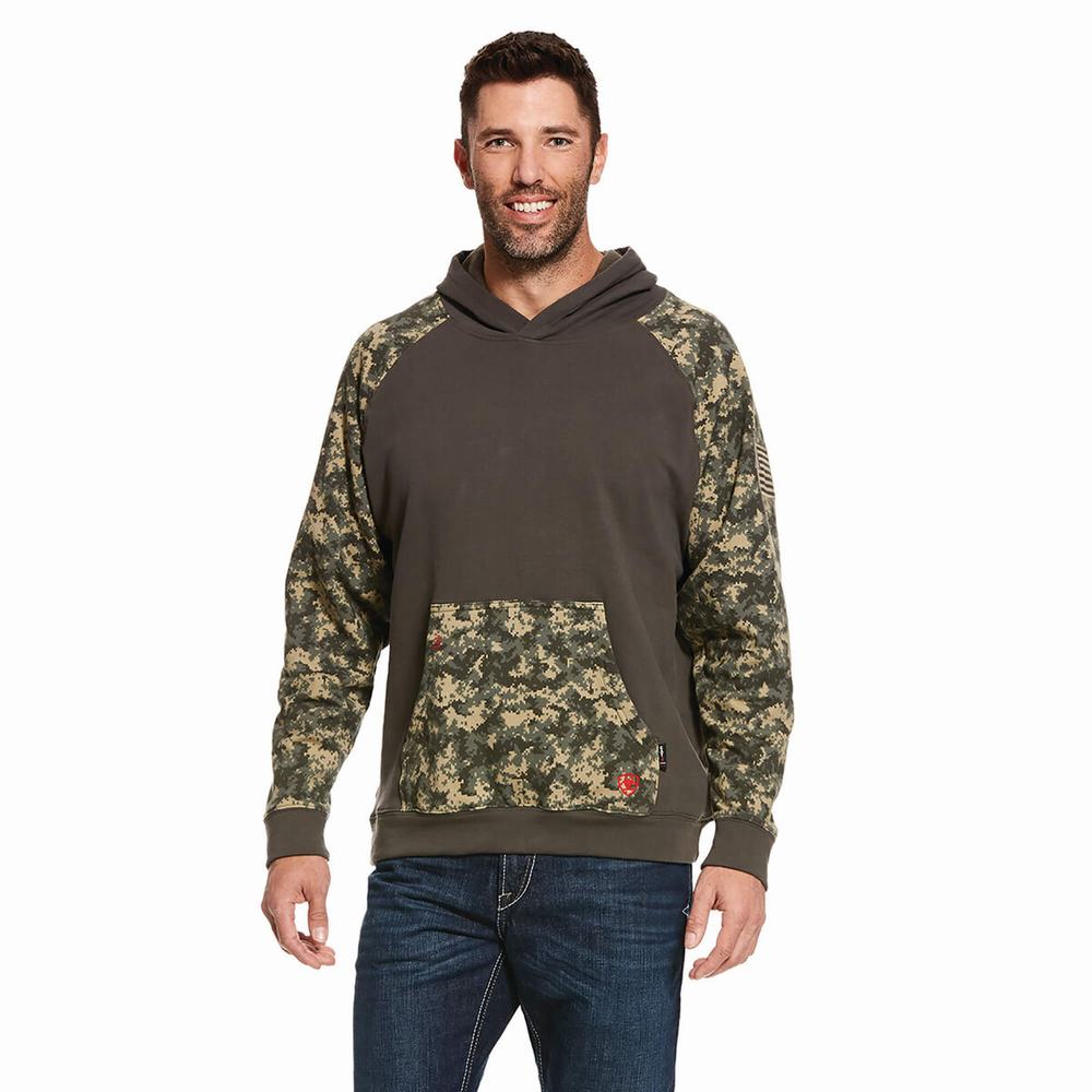 Hoodies Ariat FR DuraStretch Patriot Uomo Verde Oliva Camouflage | IT608BSVY