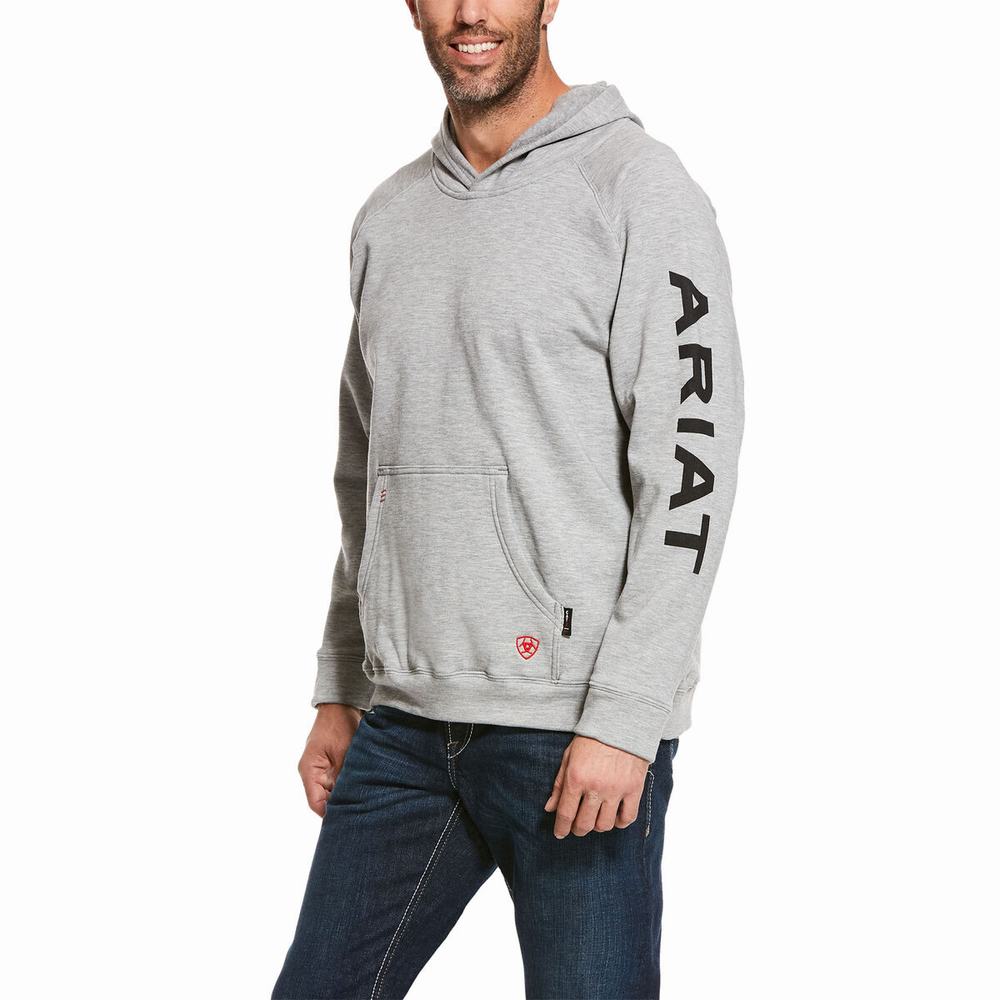 Hoodies Ariat FR Primo Fleece Logo Uomo Grigie | IT849DAIK