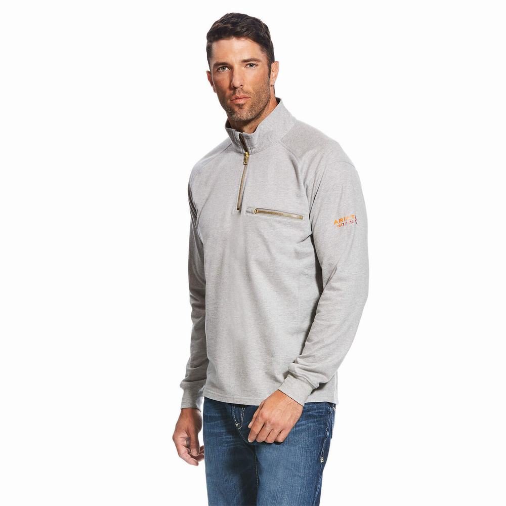 Hoodies Ariat FR Rev 1/4 Zip Uomo Argento | IT697HRSF