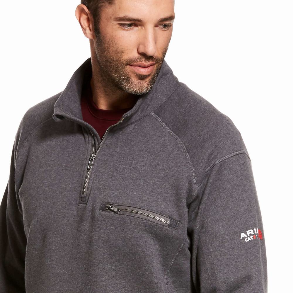 Hoodies Ariat FR Rev 1/4 Zip Uomo Grigie | IT290FTPM