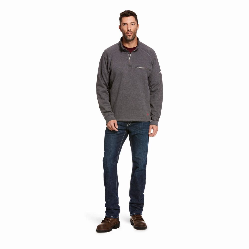 Hoodies Ariat FR Rev 1/4 Zip Uomo Grigie | IT290FTPM