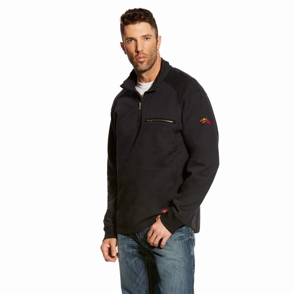 Hoodies Ariat FR Rev 1/4 Zip Uomo Nere | IT321IAJS