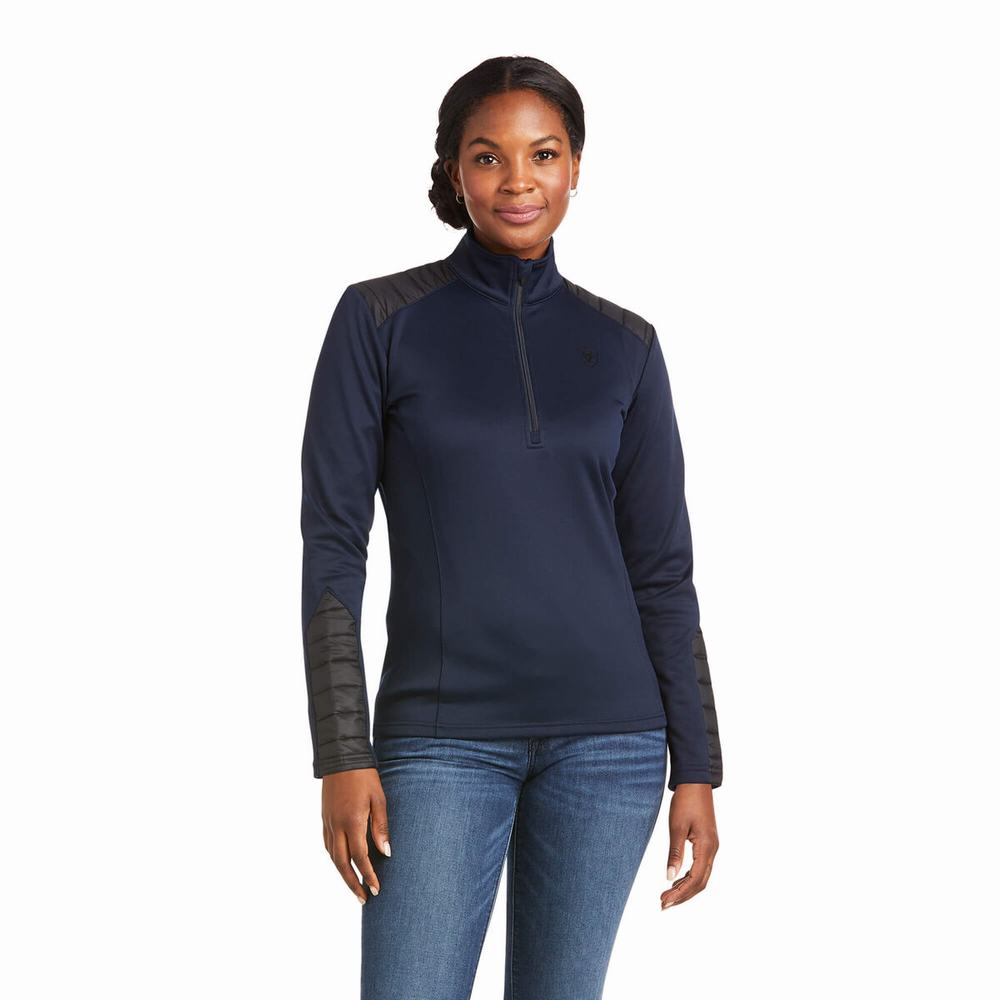 Hoodies Ariat Ismay 1/2 Zip Donna Blu Scuro | IT352RIVF