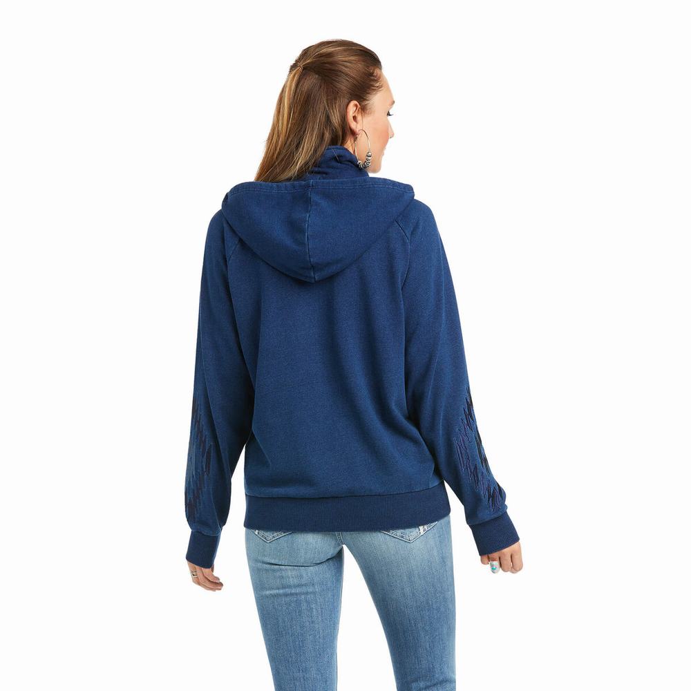 Hoodies Ariat Knit Full Zip Donna Blu | IT790KMXF