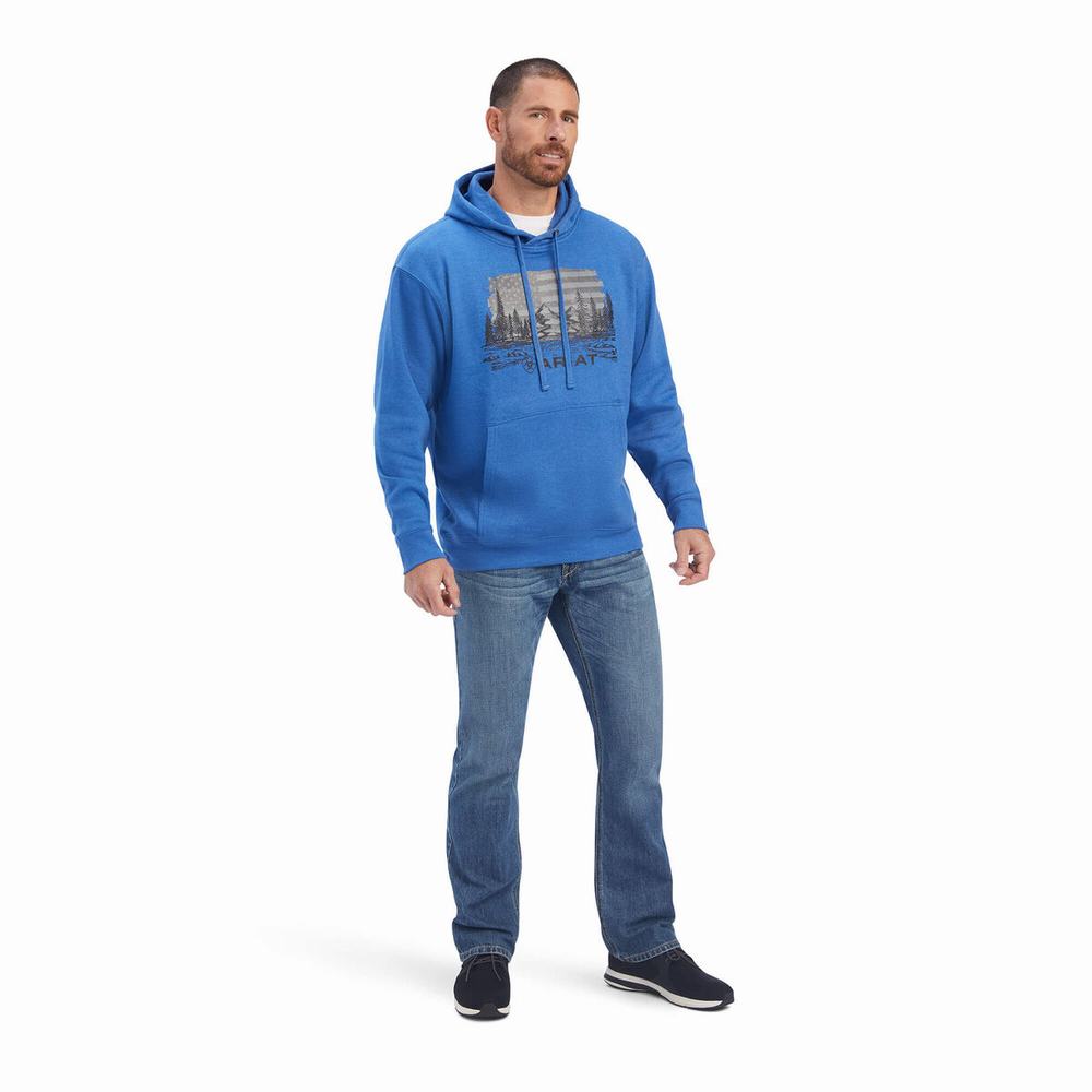 Hoodies Ariat Land of the Free Uomo Blu | IT719ANJU