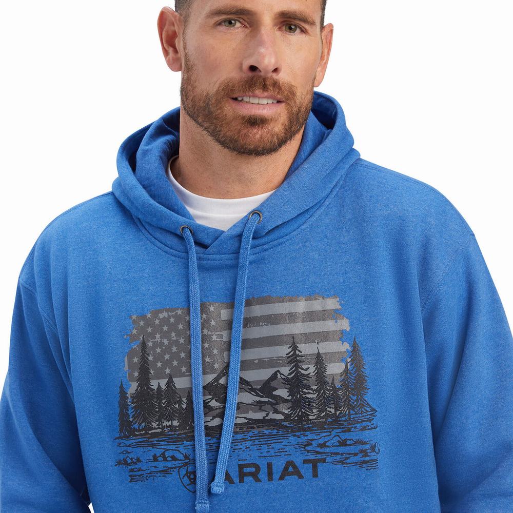 Hoodies Ariat Land of the Free Uomo Blu | IT719ANJU