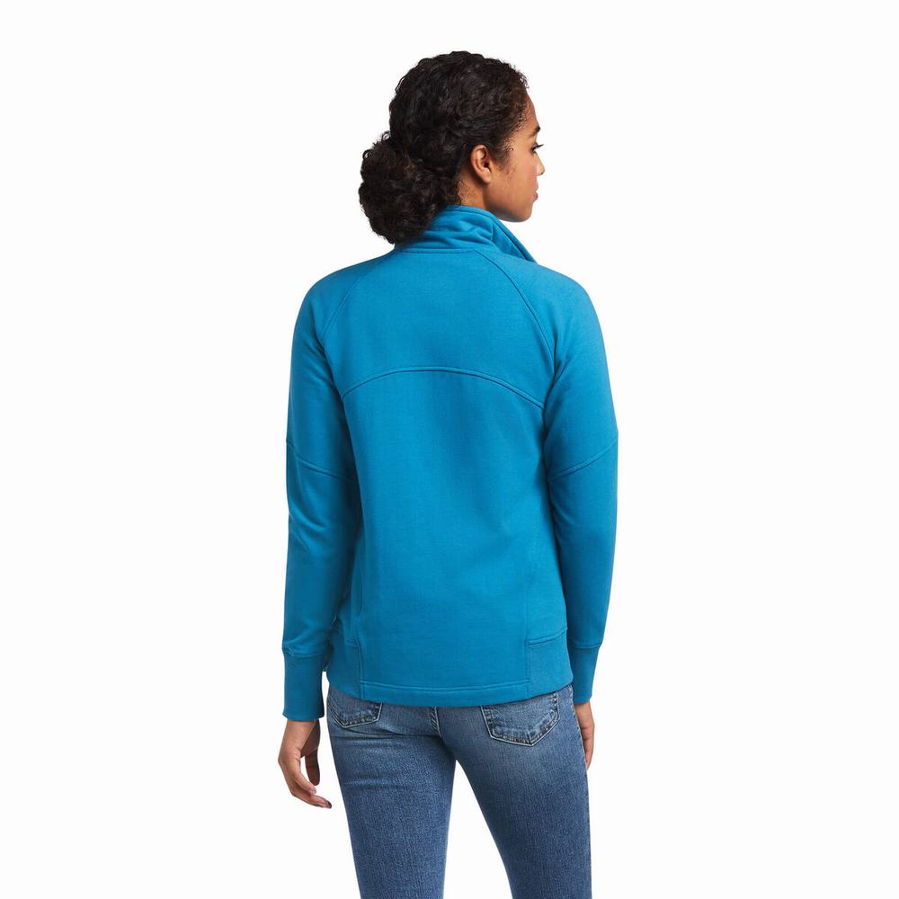 Hoodies Ariat Largo Full Zip Donna Blu | IT546CYXT