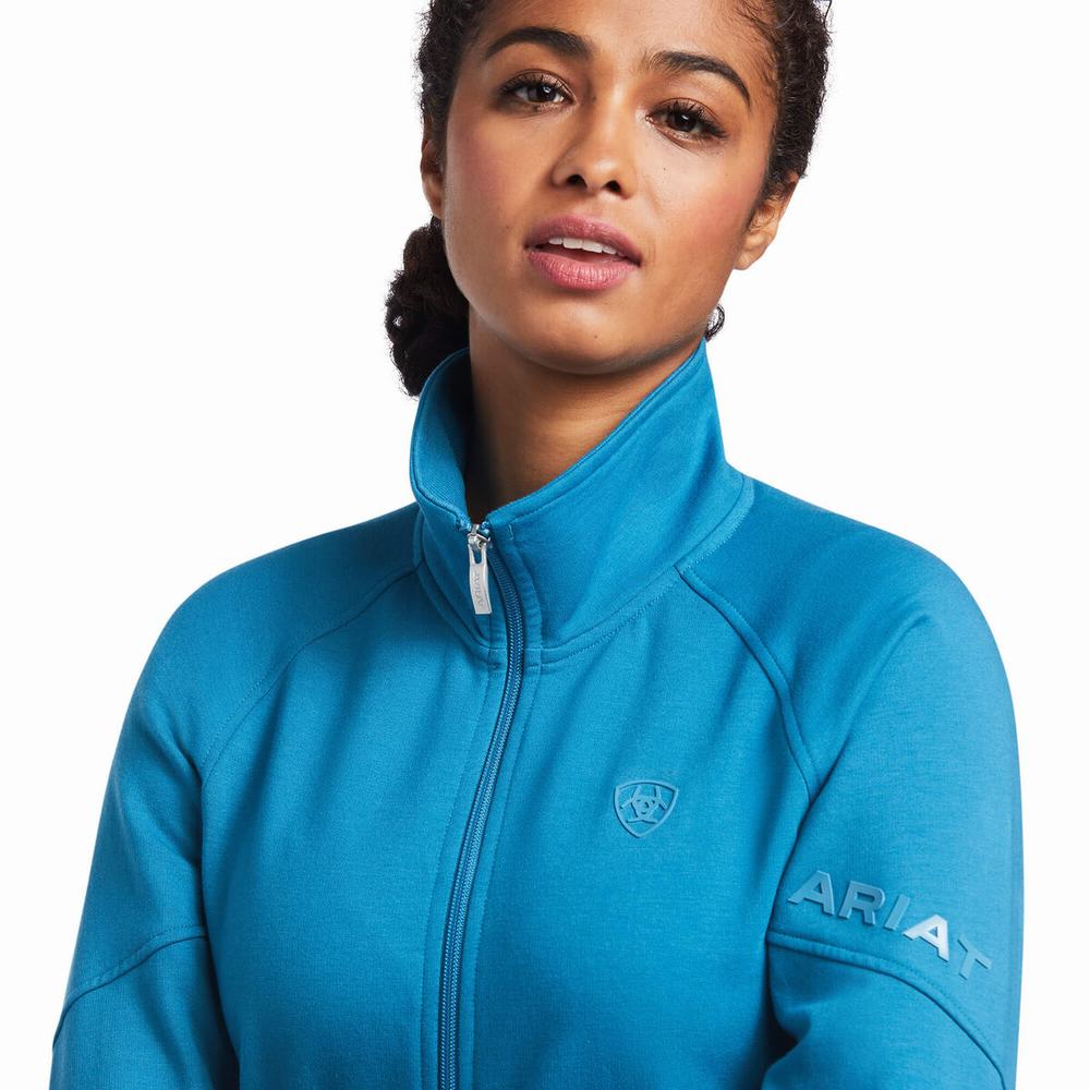 Hoodies Ariat Largo Full Zip Donna Blu | IT546CYXT